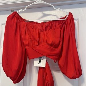 Red puffed sleeve Dress Top!